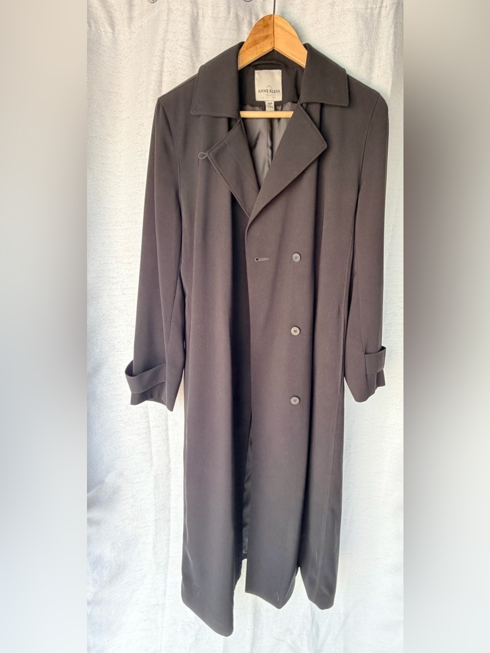 Anne Klein Black Double-Breasted Trench Coat